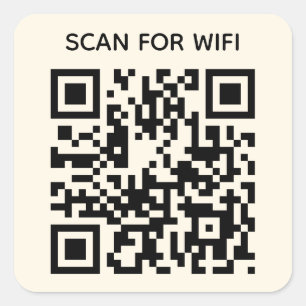 Adesivo Quadrado Digitalizar para ligar o Código QR Wifi - Branco N