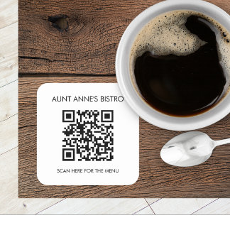 Adesivo Quadrado Digitalizar para o menu de pedido Código QR Café R