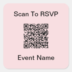 Adesivo Quadrado Digitalize o código QR para Rosa claro RSVP e Mode