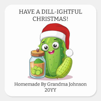 Adesivo Quadrado Dill‑ightful Christmas Pickling Jar
