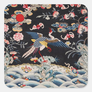 Adesivo Quadrado Dinastia Pheasant & Quing Ouro /China imperial