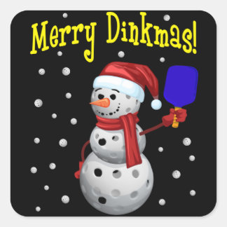 Adesivo Quadrado Dinkmas de feliz - Snowman de Pickleball