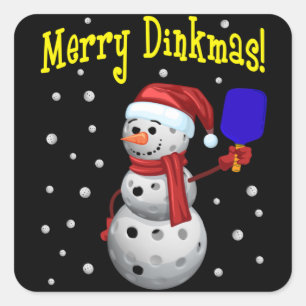 Adesivo Quadrado Dinkmas Feliz - Snowman Pickleball
