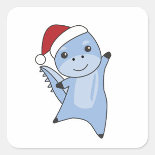 Adesivo Quadrado Dino Christmas Dinos Winter Animais