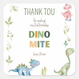 Adesivo Quadrado Dino-mite, aniversário verde