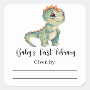 Adesivo Quadrado Dinosaur - Livro de registro para chás de bebê, li
