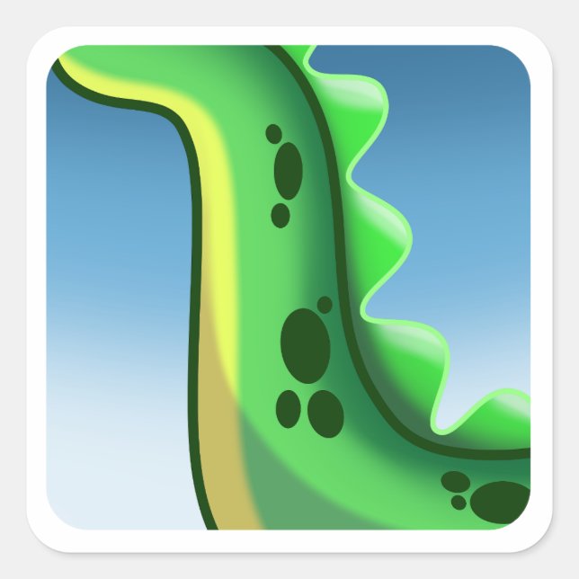 Adesivo Quadrado DINOSSAUR MISTERIOSO DO PESCOÇO LONGO por Jeff Wil (Frente)