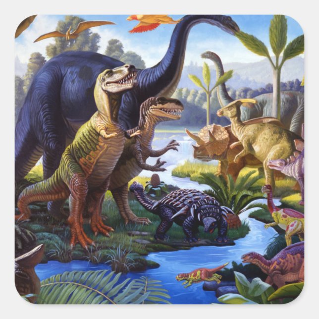Adesivo Quadrado Dinossaur Sticker (Frente)