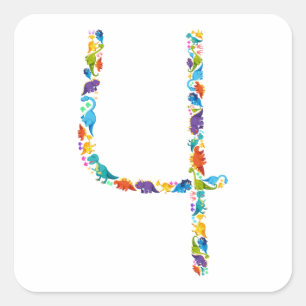 Adesivo Quadrado Dinossauro 4º Aniversário Para Pau Quadrado De 4 A