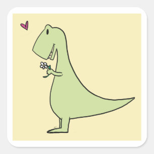 Adesivo Quadrado Dinossauro apaixonado