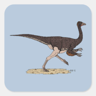 Adesivo Quadrado Dinossauro Cretáceo Ornithomimus