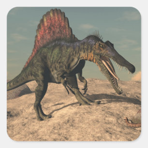 Adesivo Quadrado Dinossauro do espinossauro caçando uma cobra