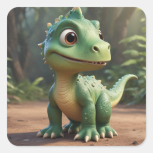 Adesivo Quadrado Dinossauro Gato