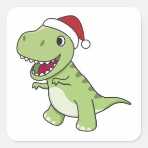 Adesivo Quadrado Dinossauro Natal Neve Inverno T-Rex Dino