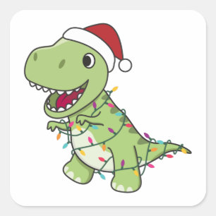 Adesivo Quadrado Dinossauro Natal Neve Inverno T-Rex Dino