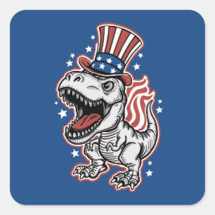Adesivo Quadrado Dinossauro Patriótico Americano