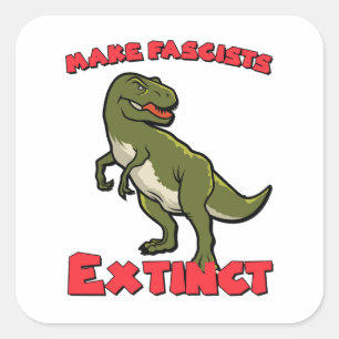 Adesivo Quadrado Dinossauro Retro Fofo - Faça Fascistas se Extingui