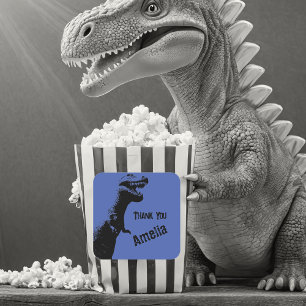 Adesivo Quadrado Dinossauro T-Rex Personalizado Obrigado