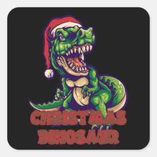 Adesivo Quadrado Dinossauro Verde de Natal   Dinossauro Design