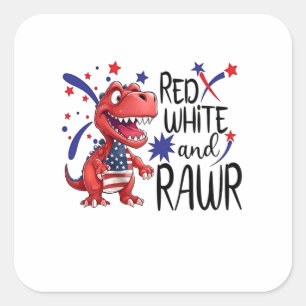 Adesivo Quadrado Dinossauro Vermelho Branco Ocidental
