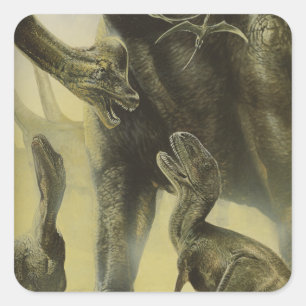 Adesivo Quadrado Dinossauros Antigos, Torvosaurus e Brachiosaurus