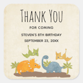 Adesivo Quadrado Dinossauros Bonitos Vida Selvagem Pré-Histórica Ob