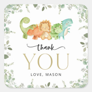 Adesivo Quadrado Dinossauros Cons, T-Rex, Jurássicos, Primeiro Aniv