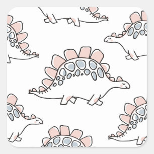 Adesivo Quadrado Dinossauros De Dodle: A Mão Desenhou Divertimento.