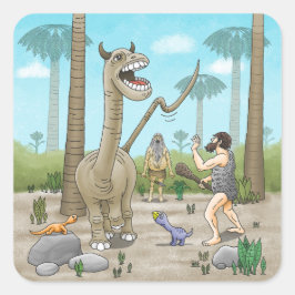Adesivo Quadrado Dinossauros encontram a Idade da Pedra