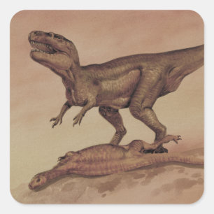 Adesivo Quadrado Dinossauros Vintage, Giganotosaurus Carnívoro