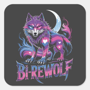Adesivo Quadrado Dire Wolf Birewolf Bisexual LGBT