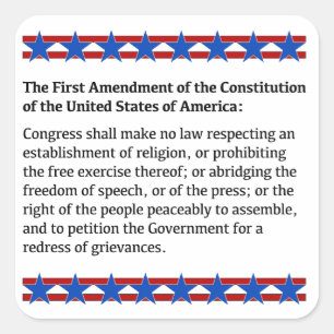 Adesivo Quadrado Direitos da Primeira Emenda