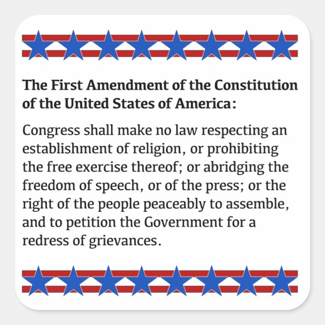 Adesivo Quadrado Direitos de primeira alteração (Frente)