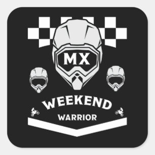 Adesivo Quadrado Dirt Bike Weekend Warrior Motocross Rider