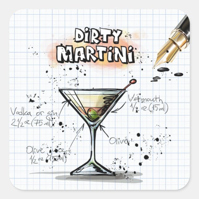 Adesivo Quadrado Dirty Martini (Frente)