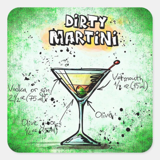 Adesivo Quadrado Dirty Martini Stickers (Frente)