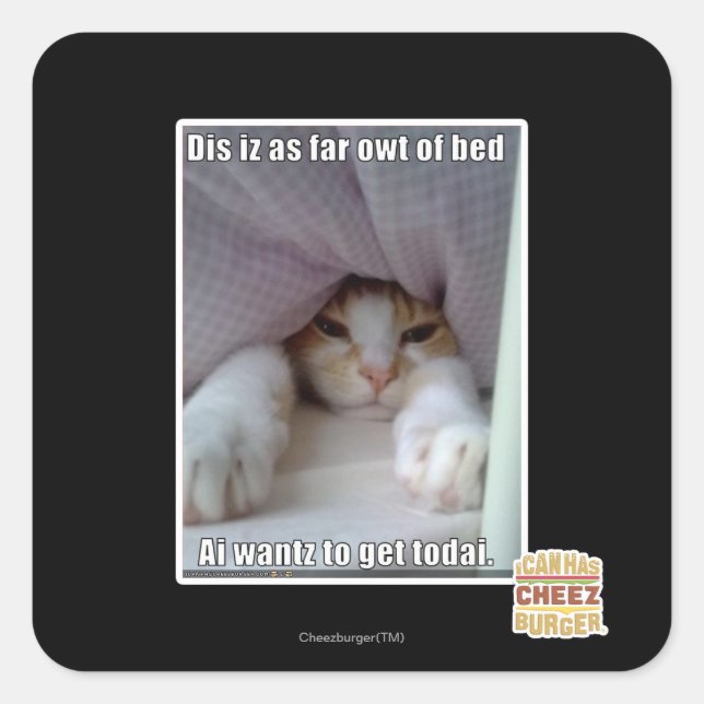 Adesivo Quadrado Dis iz tão longe da cama. (Frente)