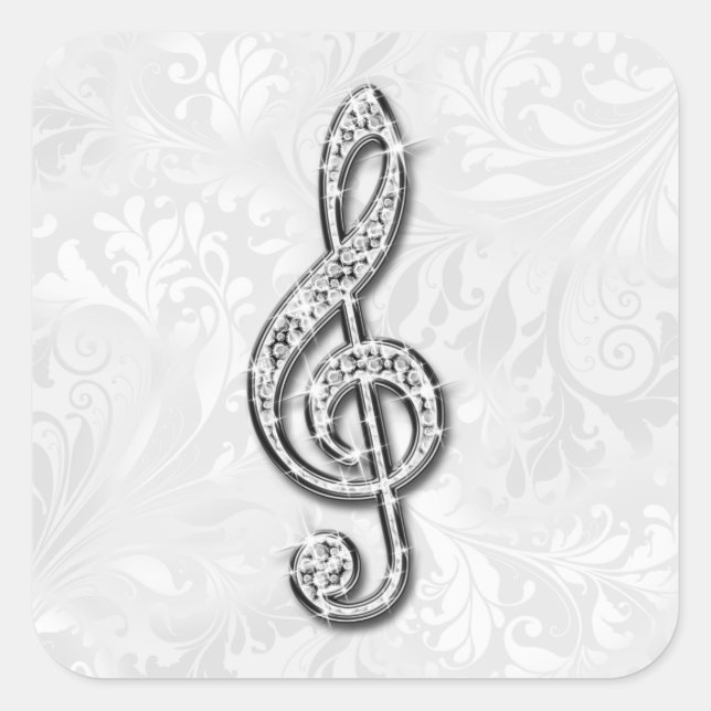 Adesivo Quadrado Disamond Music Note Floral Damask (Frente)