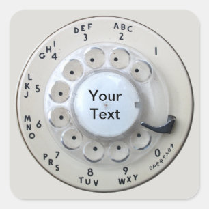 Adesivo Quadrado Discagem telefônica de rotação de creme