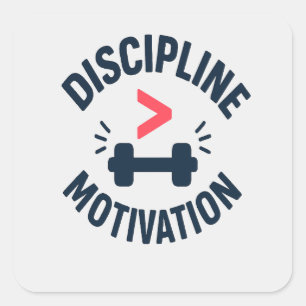 Adesivo Quadrado Disciplina Maior que Motivação - Ginásio Fitness