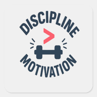 Adesivo Quadrado DIscipline Greater than Motivation- Gym Fitness 