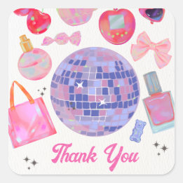 Adesivo Quadrado Disco Ball Obrigado Sticker