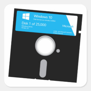 Adesivo Quadrado DISCO DE DISQUETE DO WINDOWS 10 - Autocolantes eng