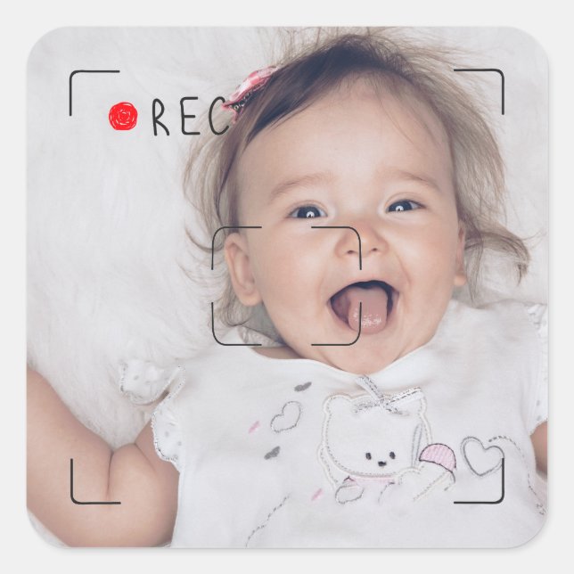 Adesivo Quadrado Disco Engraçado Ponto Vermelho Foto Personalizada (Frente)