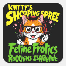Adesivo Quadrado Dispersão de Compro de gatinhos: uma coleção delic
