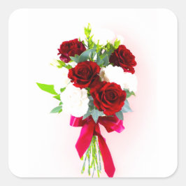 Adesivo Quadrado Disposição Floral Elegante Com Borgonha