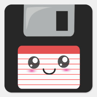 Adesivo Quadrado Disquete Feliz e Bonito/Kawaii