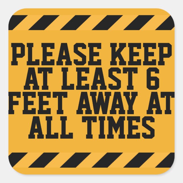 Adesivo Quadrado Distância social de 6 pés (Frente)
