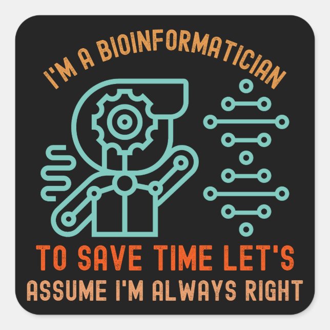 Adesivo Quadrado Ditos bioinformáticos, Doutorado em Bioinformática (Frente)
