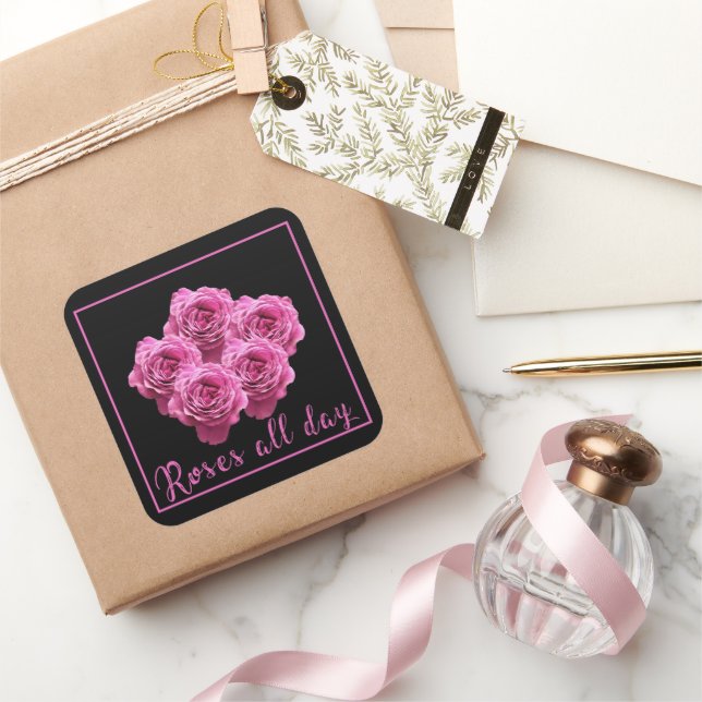 Adesivo Quadrado Ditos engraçados sobre rosas e amor (Presentear)